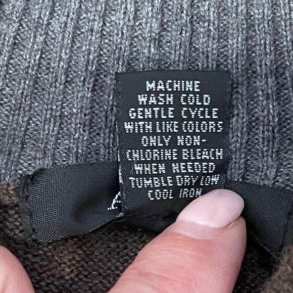 Alfani Mens Size XL Brown 100% Cotton 1/4 Zip Rib Collar Long Sleeve Sweater - Picture 5 of 6